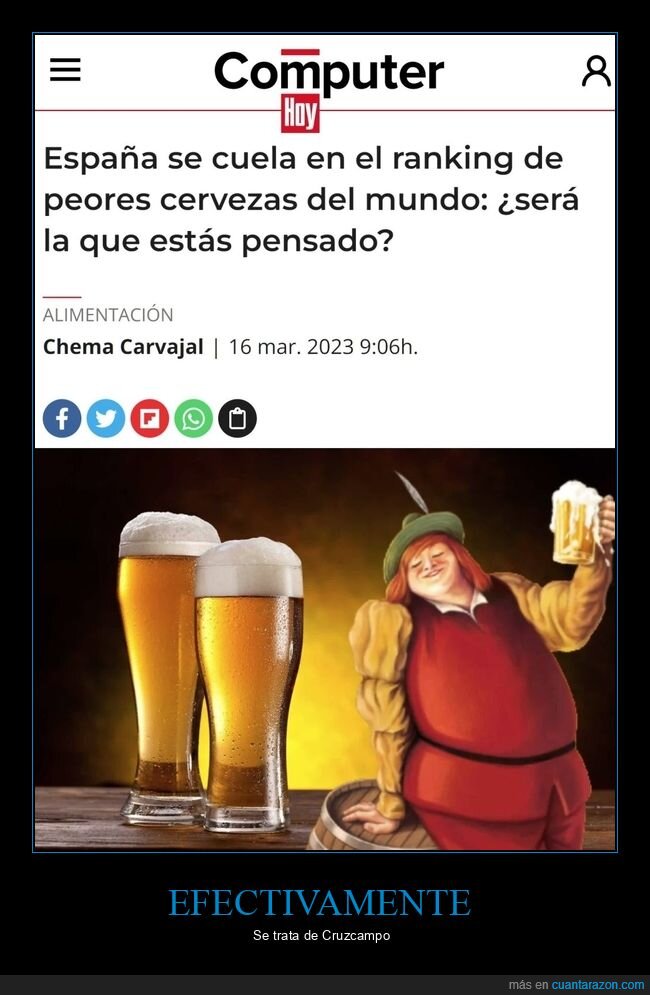 ranking,cervezas,peores,cruzcampo