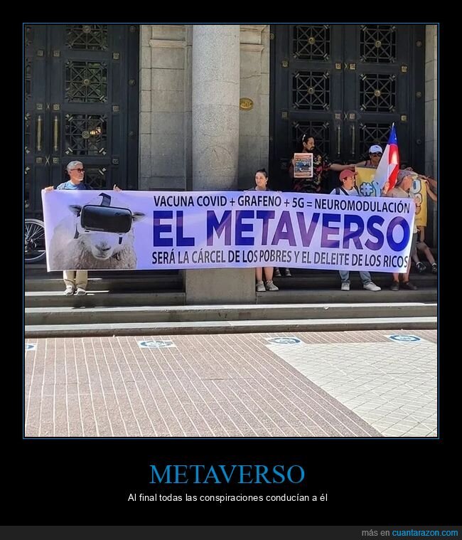 conspiranoicos,metaverso,negacionistas,pancarta