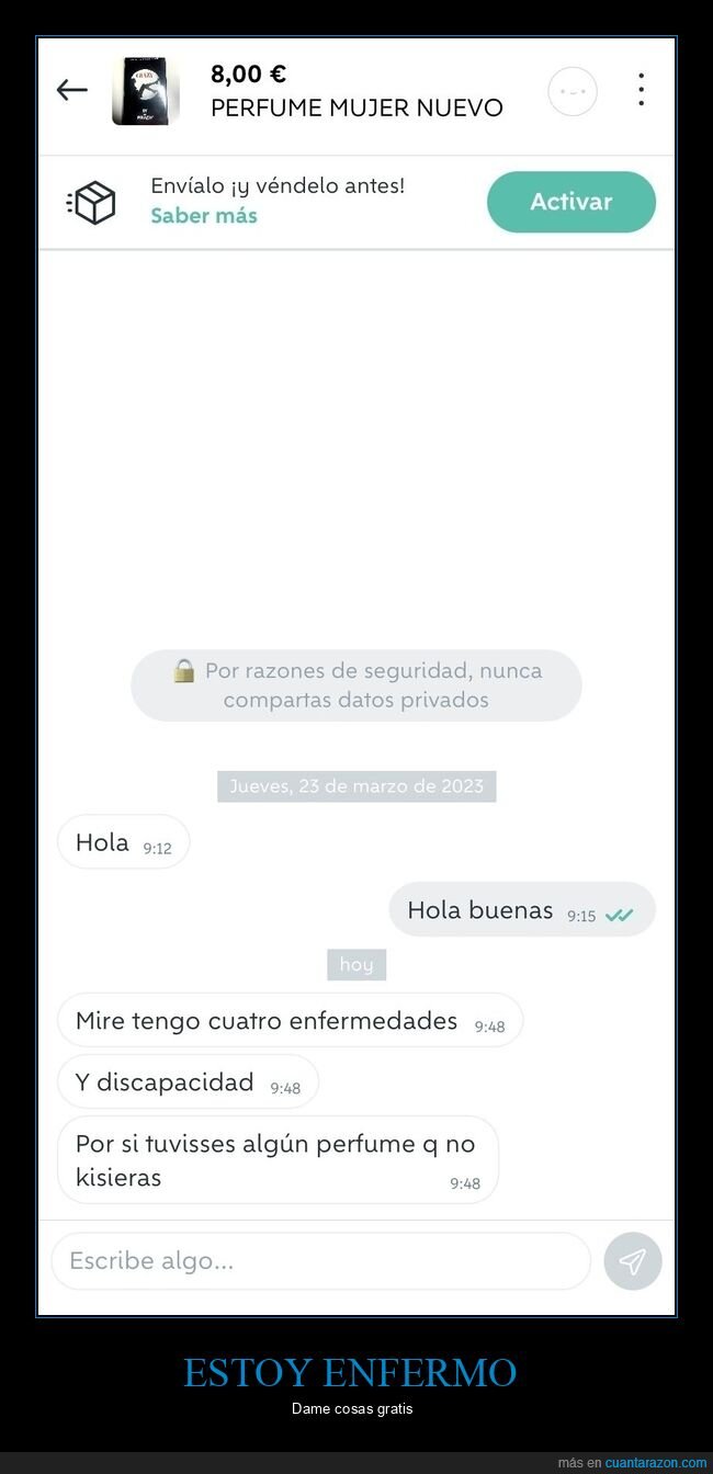 wallapop,enfermedades,discapacidad,perfume,regalar