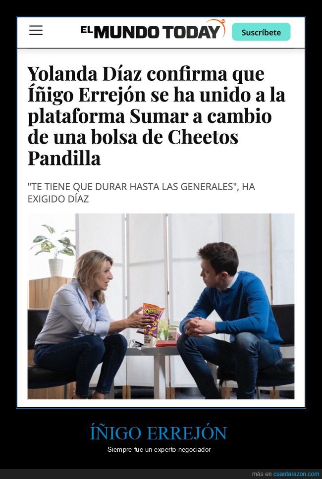 íñigo errejón,yolanda díaz,sumar,cheetos pandilla,políticos