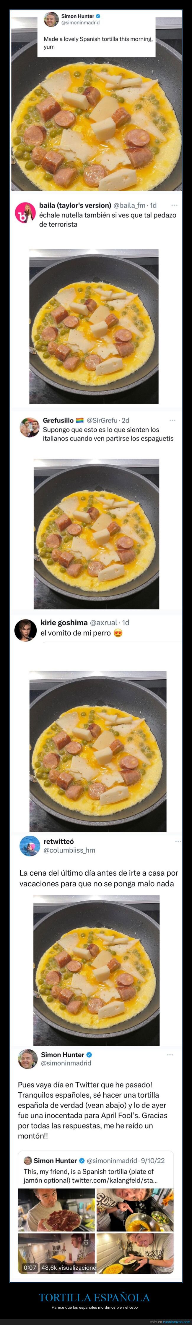 tortilla española,reacciones,trolling