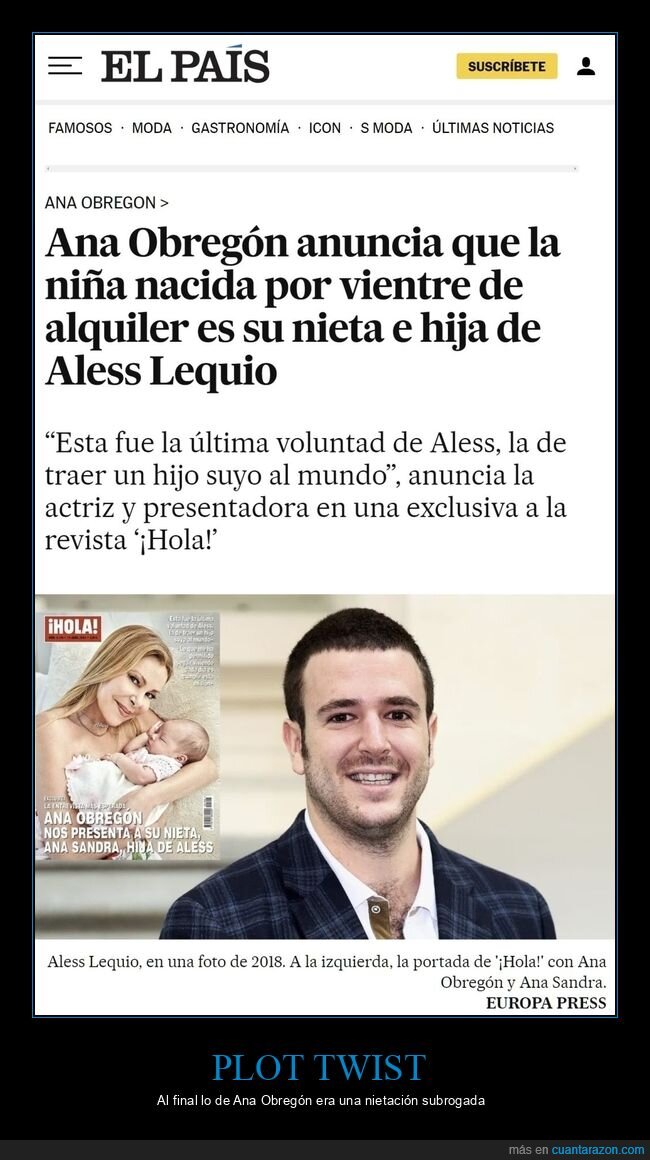 ana obregón,vientre de alquiler,nieta,aless lequio