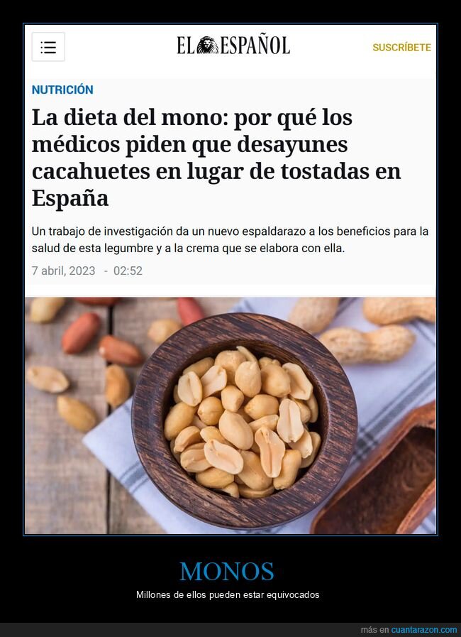 dieta,mono,cacahuetes,desayunar