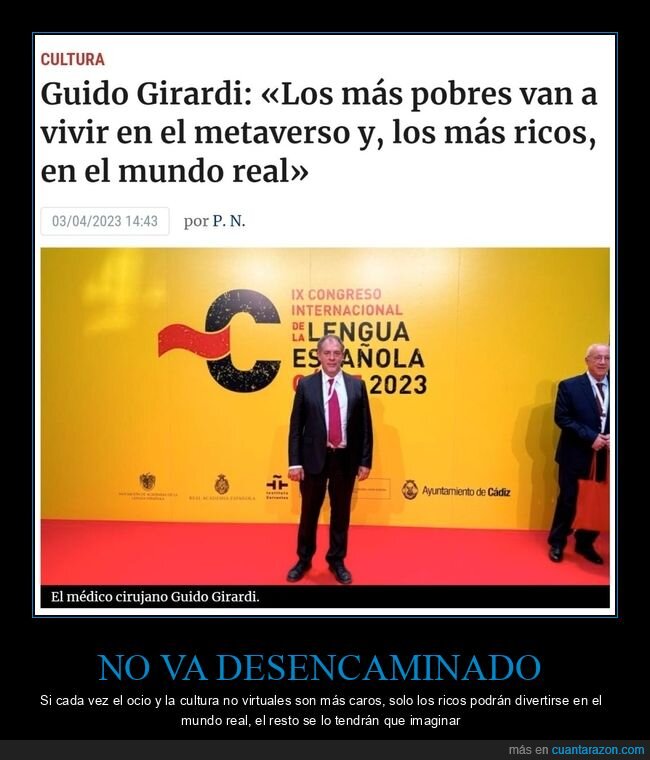 guido girardi,pobres,metaverso,ricos,mundo real