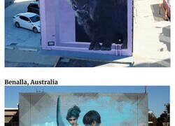 Enlace a Este muralista argentino llena de color edificios y ciudades con sus obras