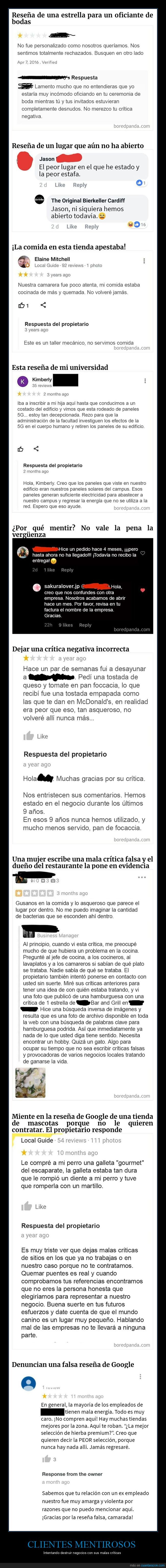 clientes,reseñas,mentirosos