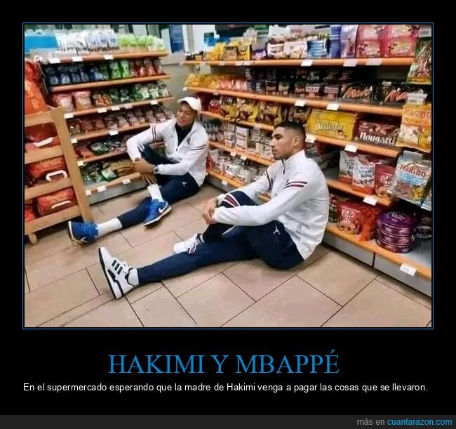 hakimi,mbappé,supermercado