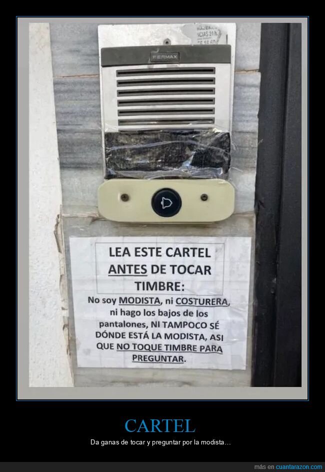 carteles,modista,timbre,tocar