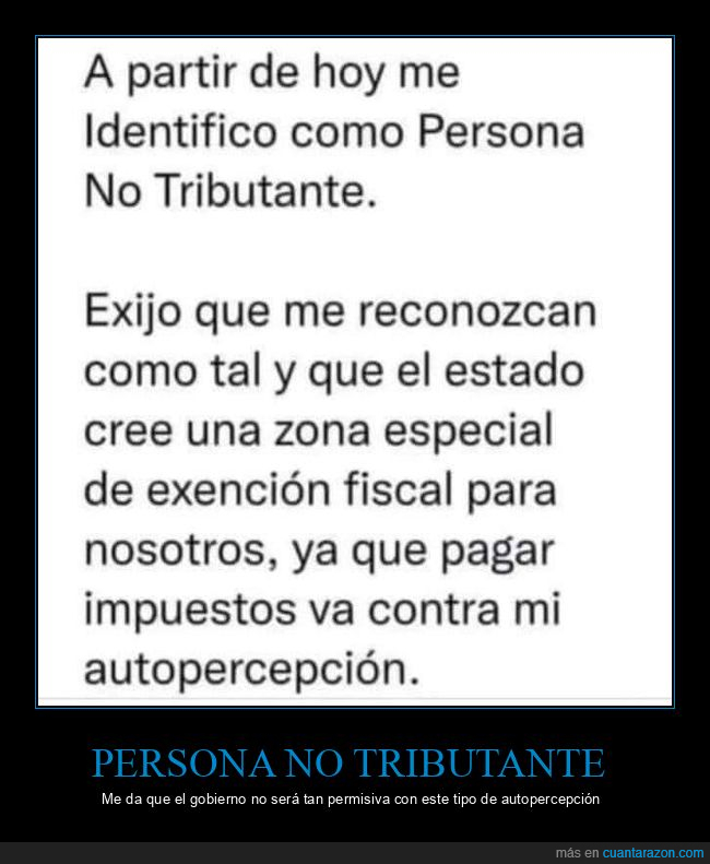 identificarse,persona no tributante,impuestos