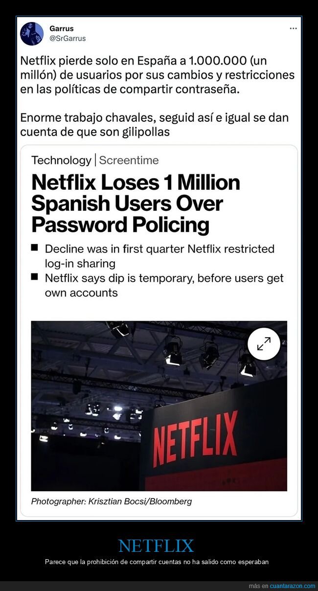 cuentas compartidas,netflix,perder,usuarios