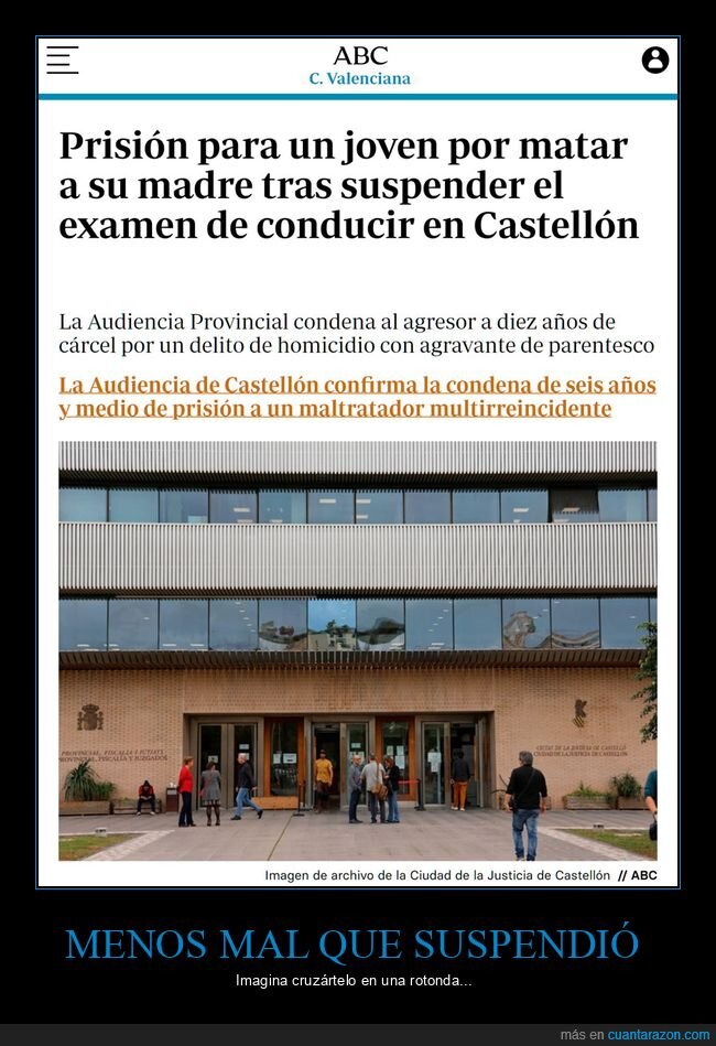 matar,madre,suspender,carnet de conducir