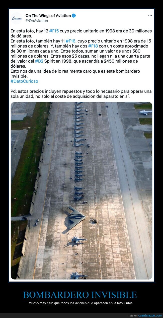 bombardero invisible,aviones,precios