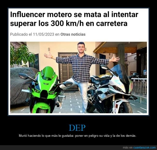 influencer,motero,muerte,moto,velocidad