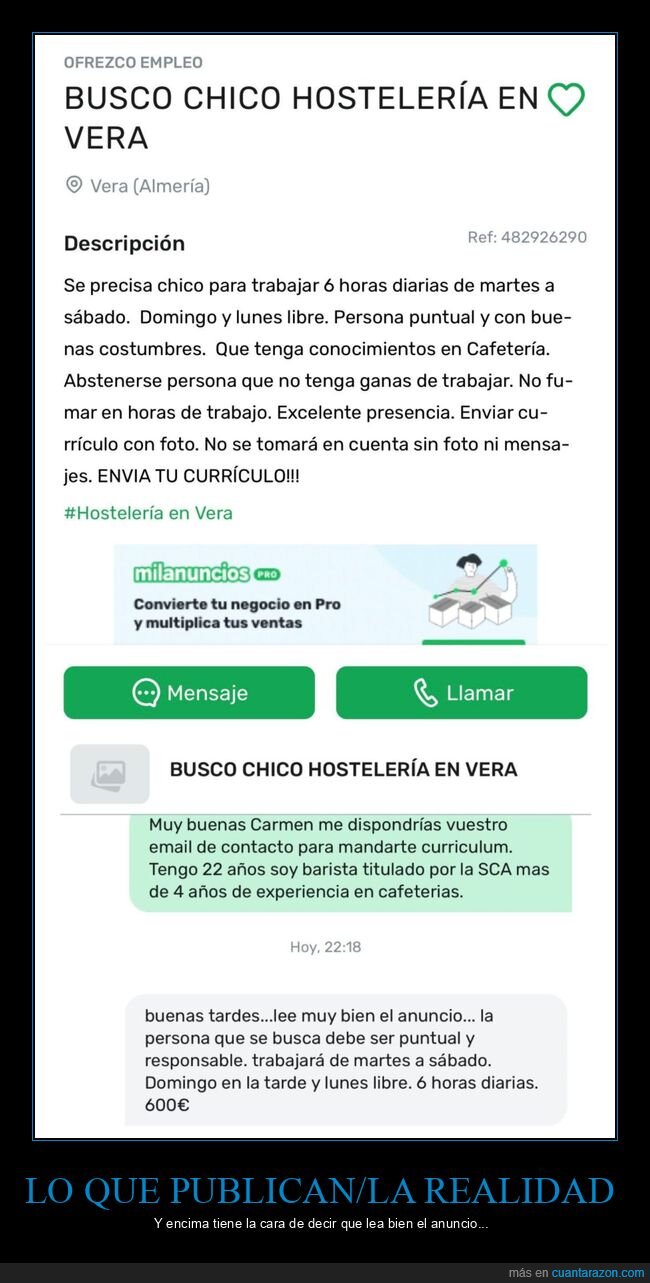 oferta de empleo,hostelería,camarero