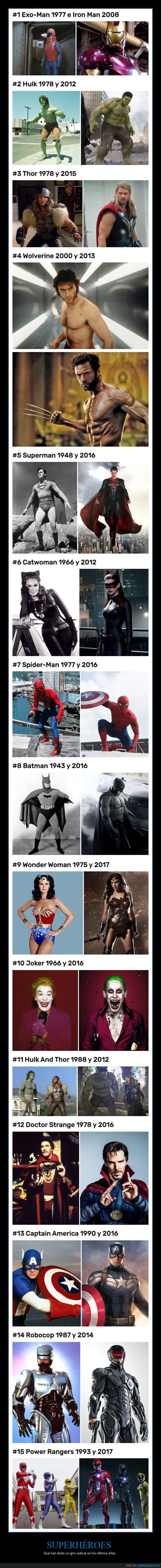 superhéroes,cambios,antes,después