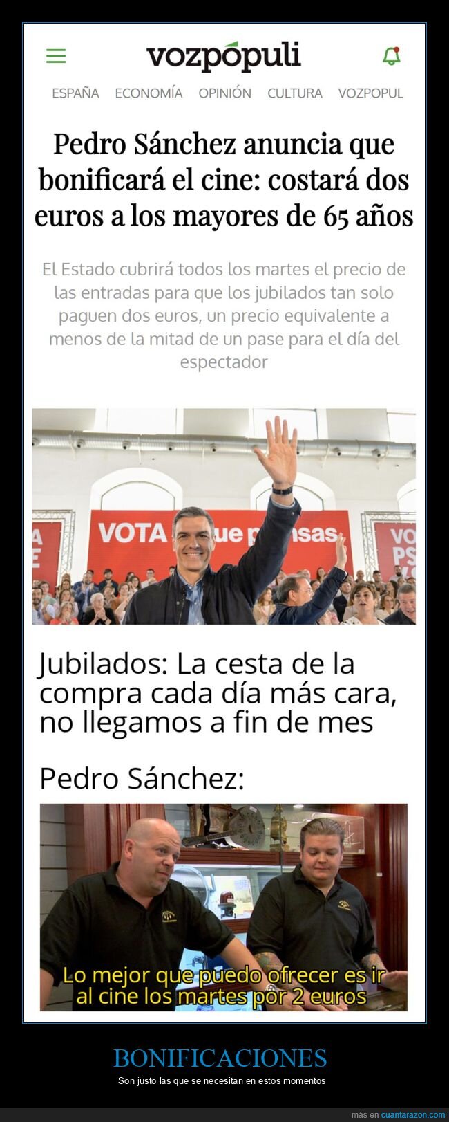 bonificar,cine,pedro sánchez,políticos
