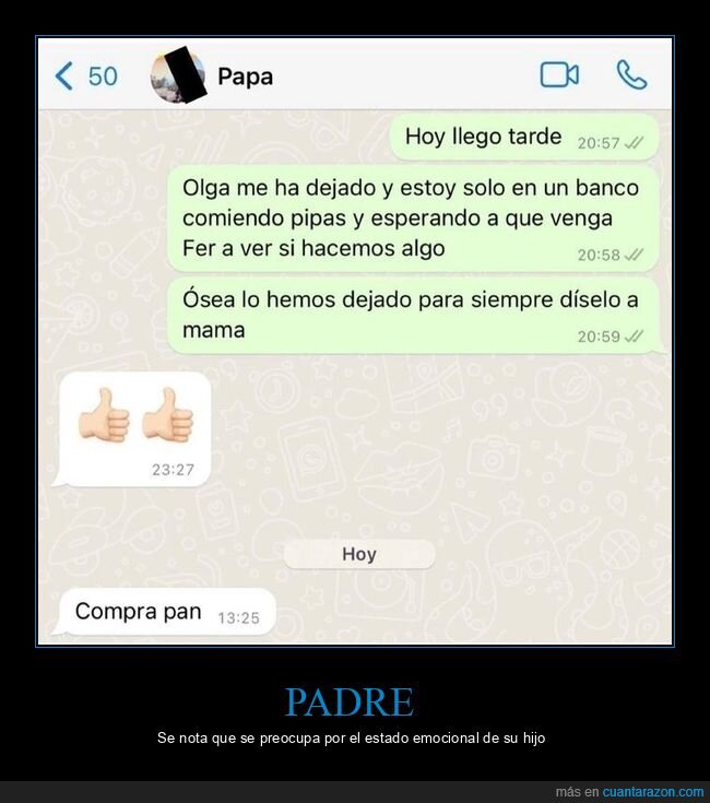 padre,hijo,whatsapp,novia,dejar