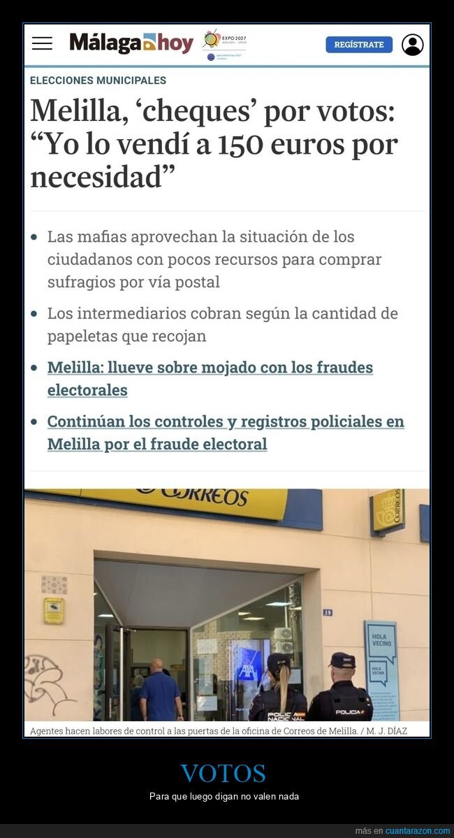 melilla,cheques,votos,vender