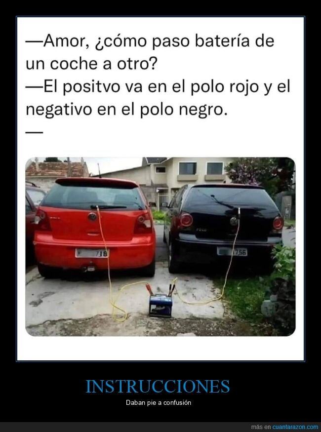 batería,coches,polo,rojo,negro