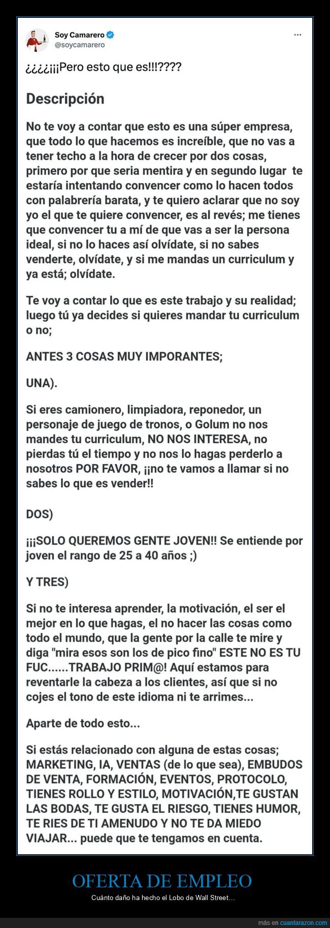 oferta de empleo,wtf