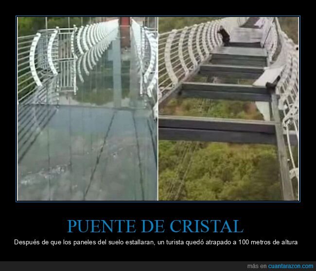 puente de cristal,paneles,atrapado