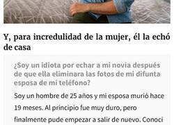 Enlace a Echa a su novia de casa después de que ella borrara las fotos de su difunta esposa