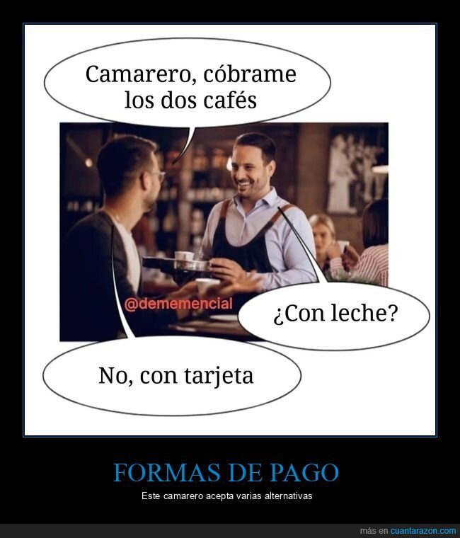 camarero,cobrar,café,leche,tarjeta