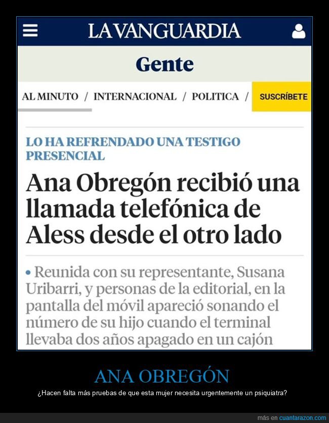 ana obregón,hijo,llamada,otro lado
