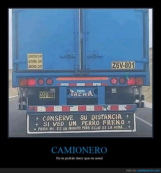 camión,carteles,distancia,perro,frenar