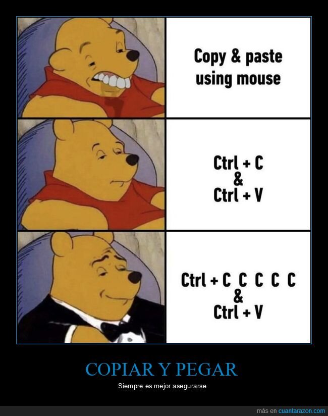 copiar y pegar,asegurarse