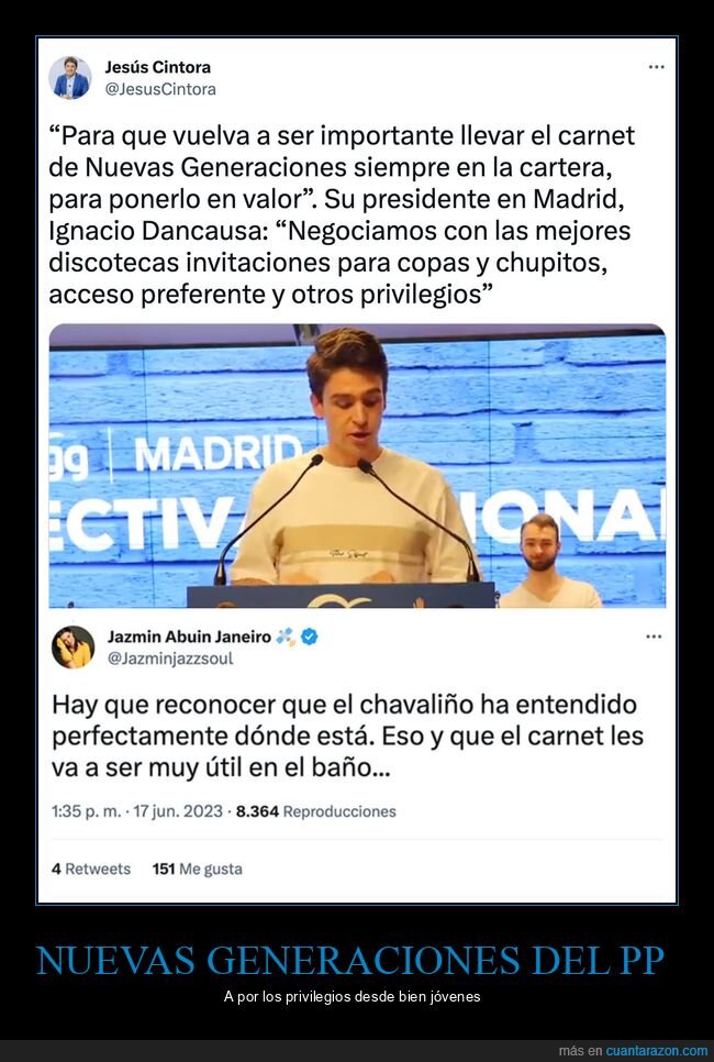 nuevas generaciones,pp,carnet,privilegios,políticos