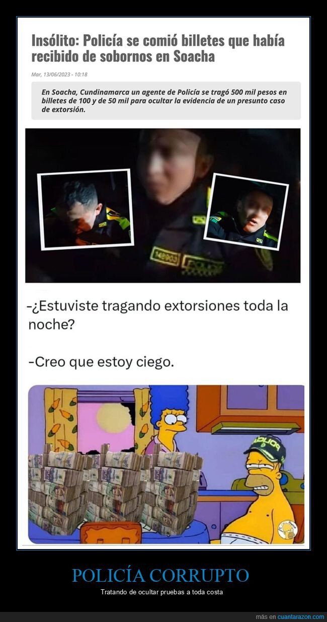 billetes,comer,policía,soborno