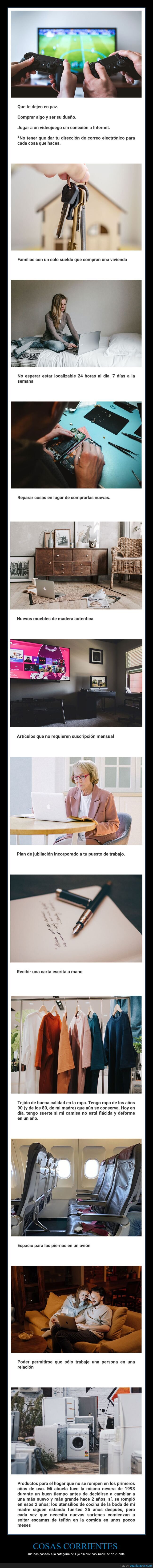 cosas normales,lujos,antes,ahora