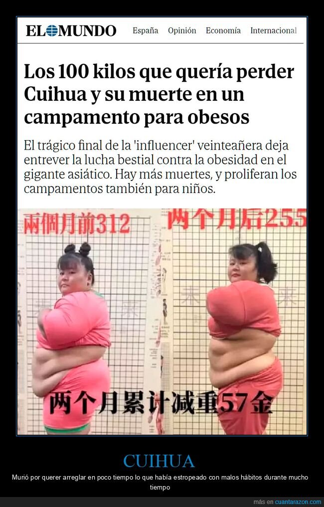 cuihua,muerte,campamento para obesos