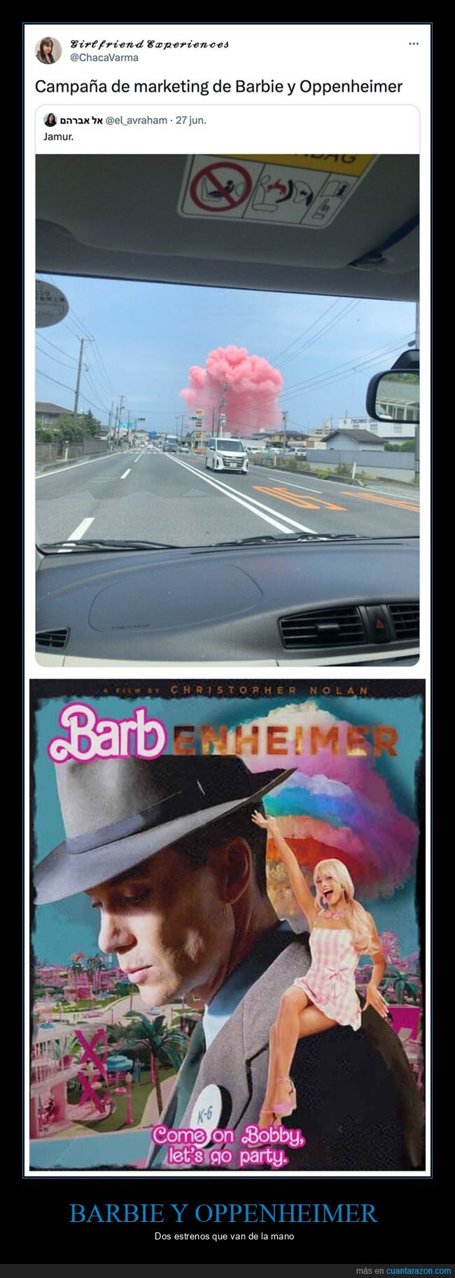 barbie,cine,explosión,oppenheimer,rosa