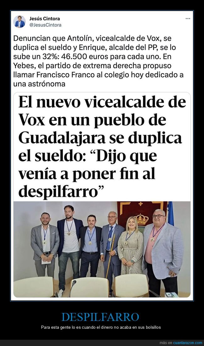 despilfarro,duplicar,políticos,sueldo,vox