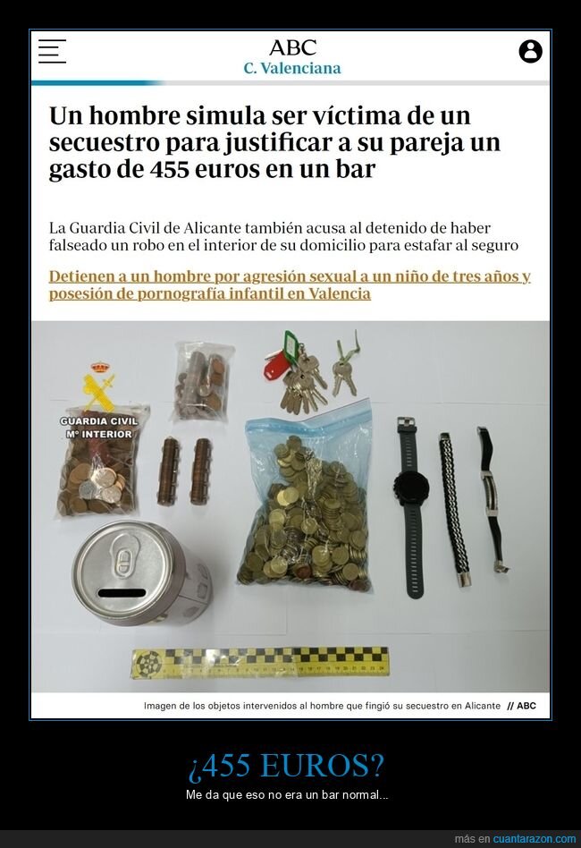 secuestro,simular,justificar,gasto,pareja,bar