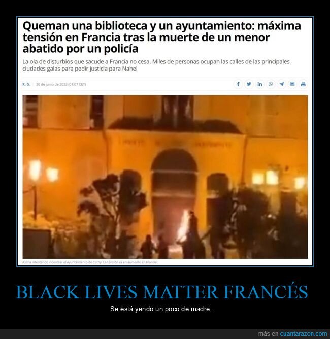 quemar,biblioteca,ayuntamiento,francia,muerte,menor,policía