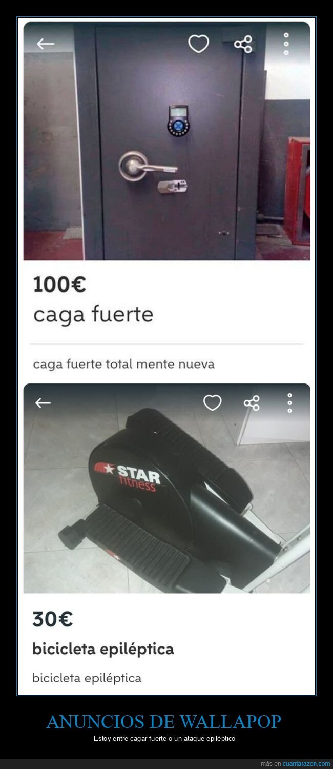 bicicleta estática,caja fuerte,fails,wallapop