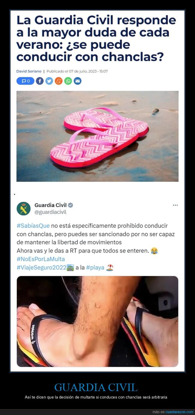 guardia civil,multar,chanclas,conducir