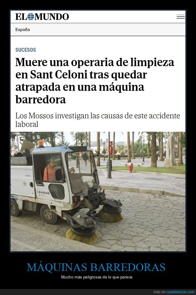 muerte,operaria de limpieza,máquina barredora