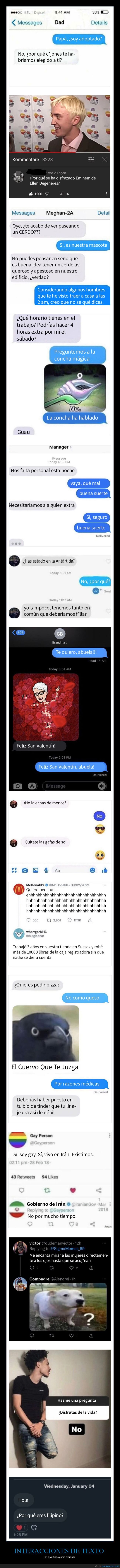 interacciones de texto,wtf