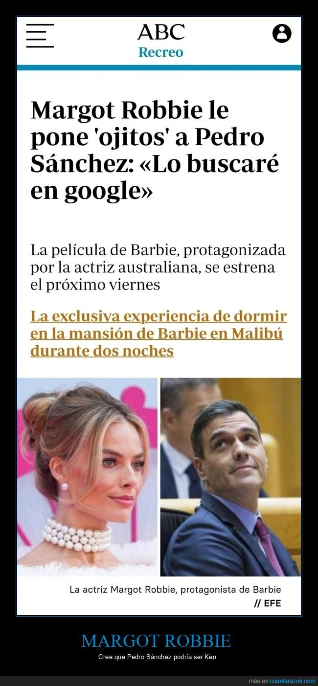 margot robbie,pedro sánchez,políticos