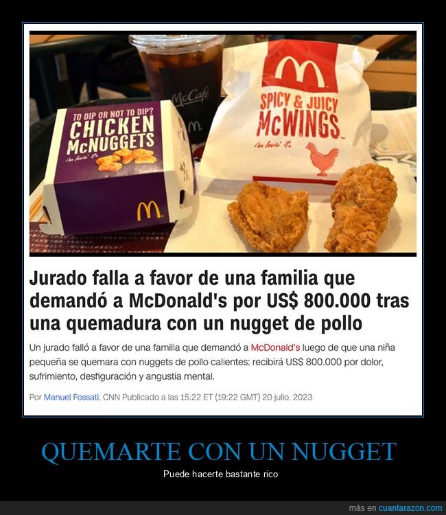 demanda,mcdonald's,nugget,quemadura,wtf