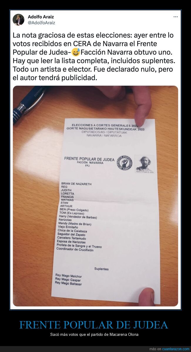 frente popular de judea,la vida de brian,elecciones