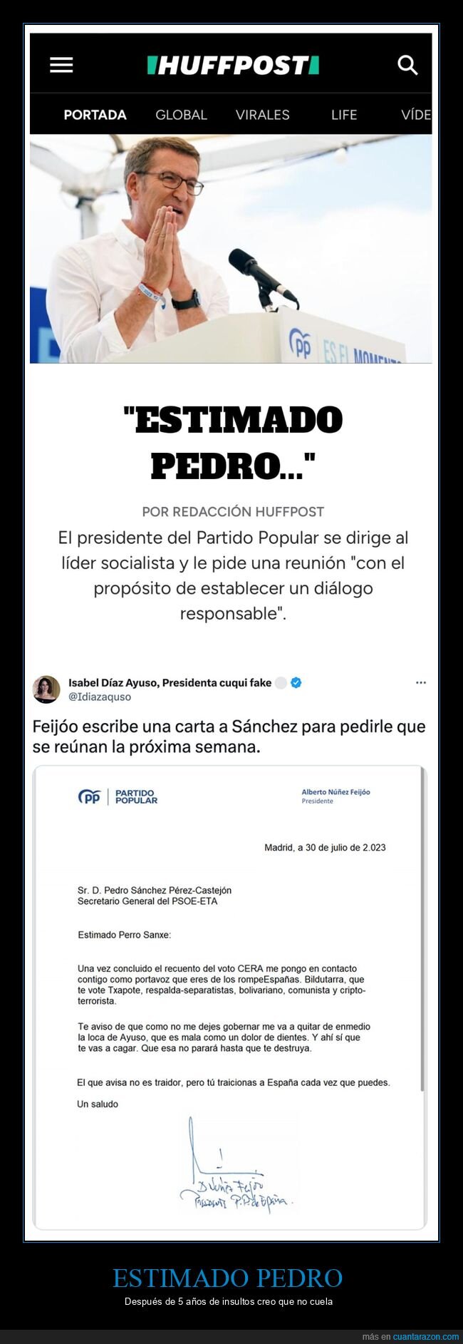 carta,feijóo,pedro sánchez,políticos