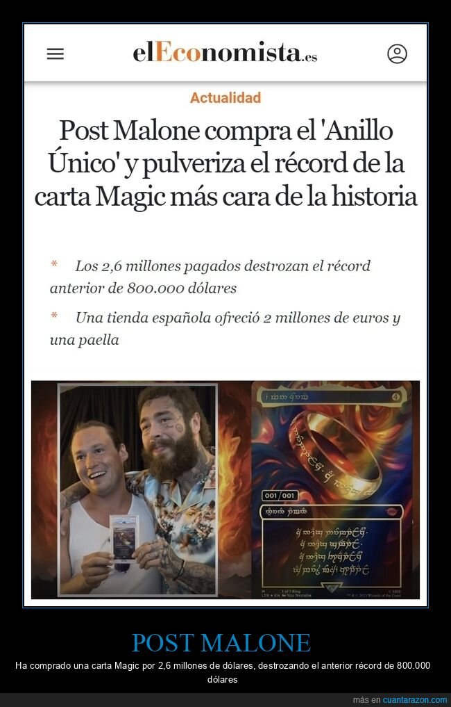 post malone,carta,magic,precio