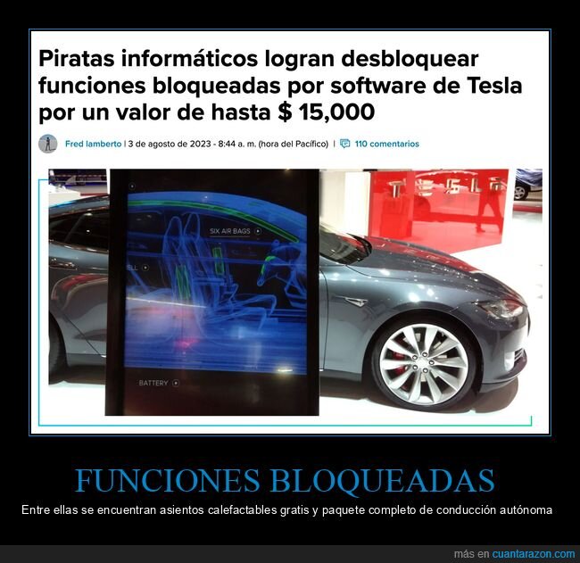 tesla,piratas informáticos,funciones bloqueadas