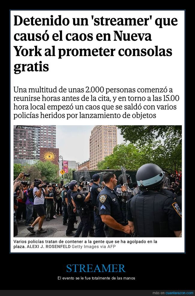 detenido,liada,playstation 5,streamer