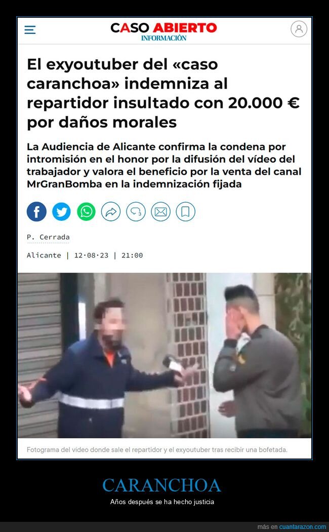 caranchoa,youtuber,indemnizaci&oacute;n